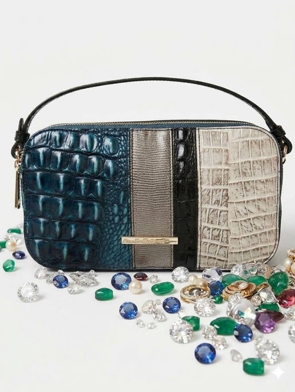 Brahmin Legacy Danica Blue Flashback Genuine Leather Crossbody Bag NWT